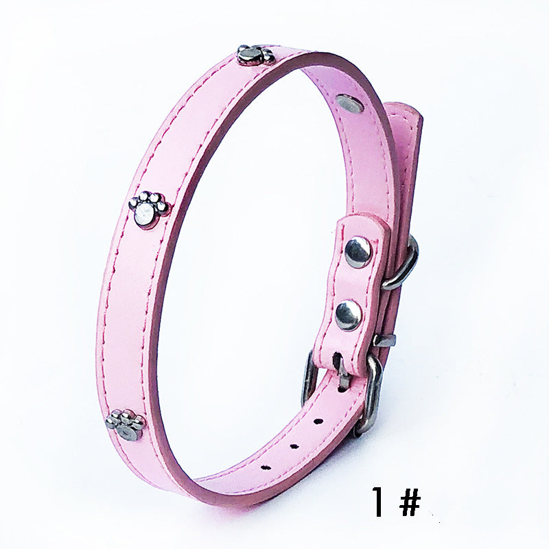 KFX-3017661 Pack of 10 Colorful 1.5in Adjustable PU Leather Dog Collars with Pendant Bells