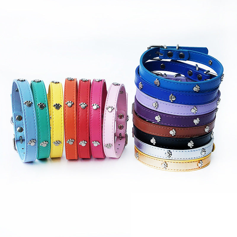 KFX-3017661 Pack of 10 Colorful 1.5in Adjustable PU Leather Dog Collars with Pendant Bells