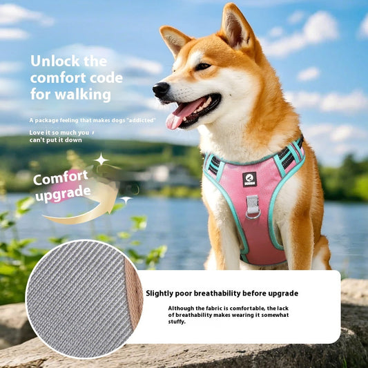 KFX-3018941 Reflective Anti-Breaking Loose Big Dog Chest Strap with Airtag Protective Shell - Available in Multiple Colors