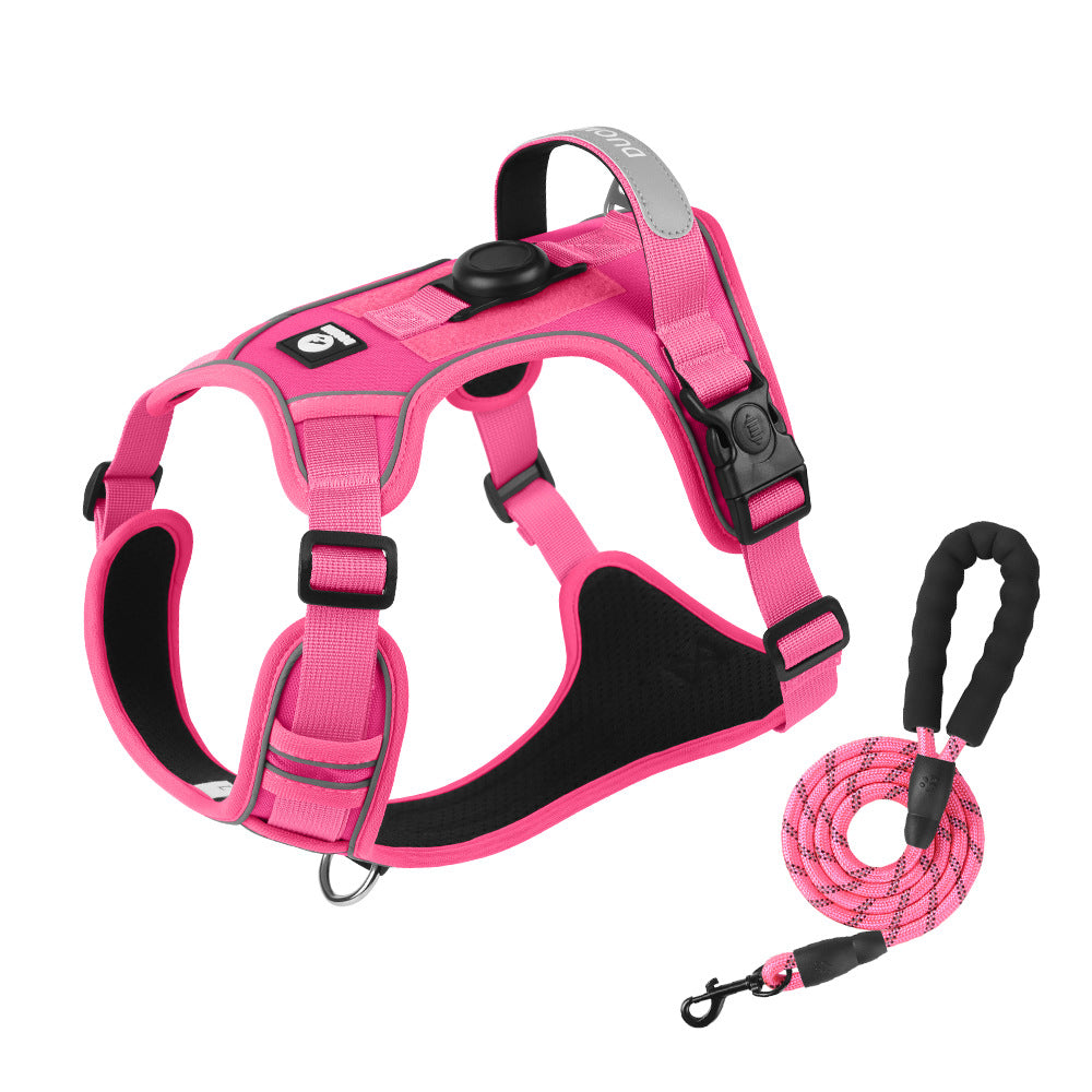KFX-3018941 Reflective Anti-Breaking Loose Big Dog Chest Strap with Airtag Protective Shell - Available in Multiple Colors