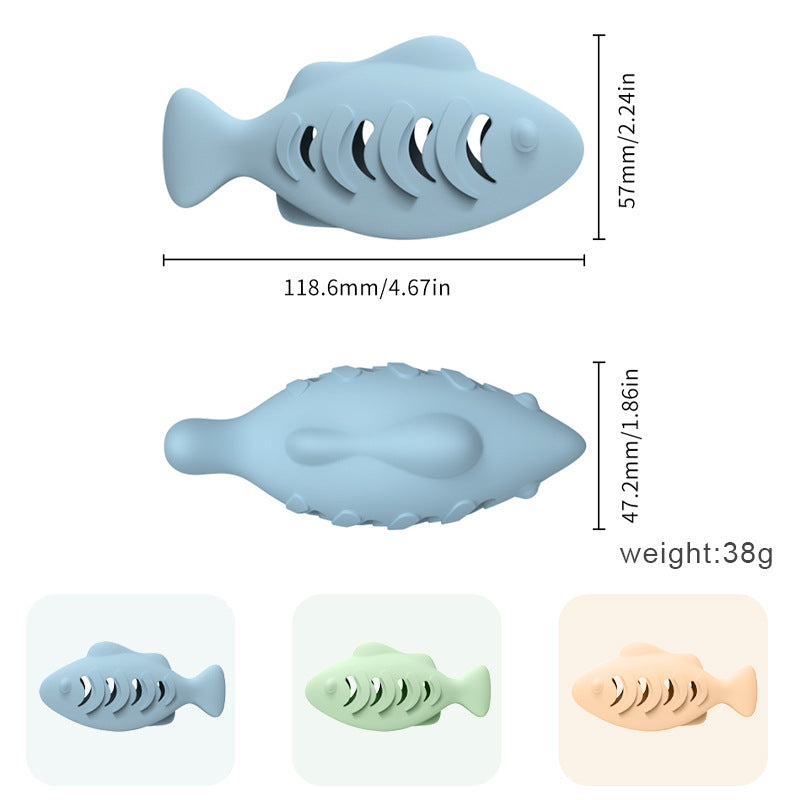 KFX-3020477 Silicone Animal Cat Toy in Blue, Green, and Beige
