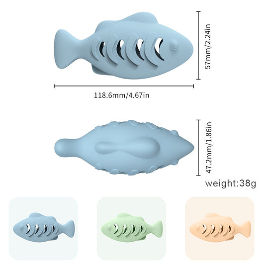 KFX-3020477 Silicone Animal Cat Toy in Blue, Green, and Beige