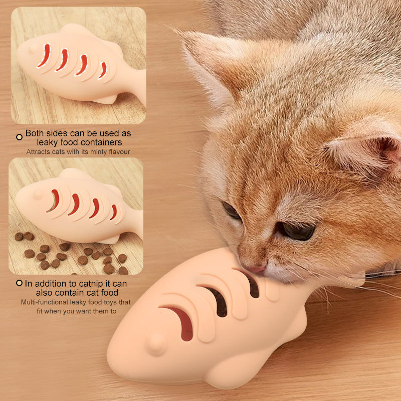 KFX-3020477 Silicone Animal Cat Toy in Blue, Green, and Beige