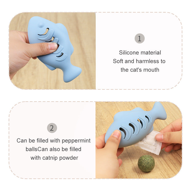 KFX-3020477 Silicone Animal Cat Toy in Blue, Green, and Beige