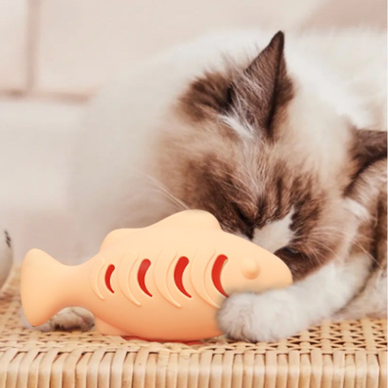 KFX-3020477 Silicone Animal Cat Toy in Blue, Green, and Beige