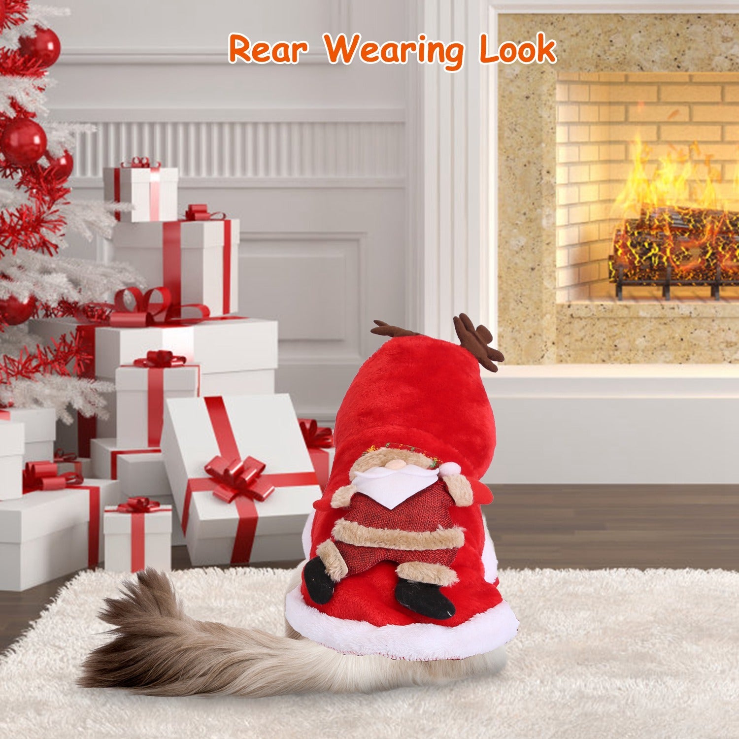 KFX-3020733 Santa Claus Reindeer Antlers Costume for Dogs and Cats - Winter Holiday Outfit Available in Multiple Sizes