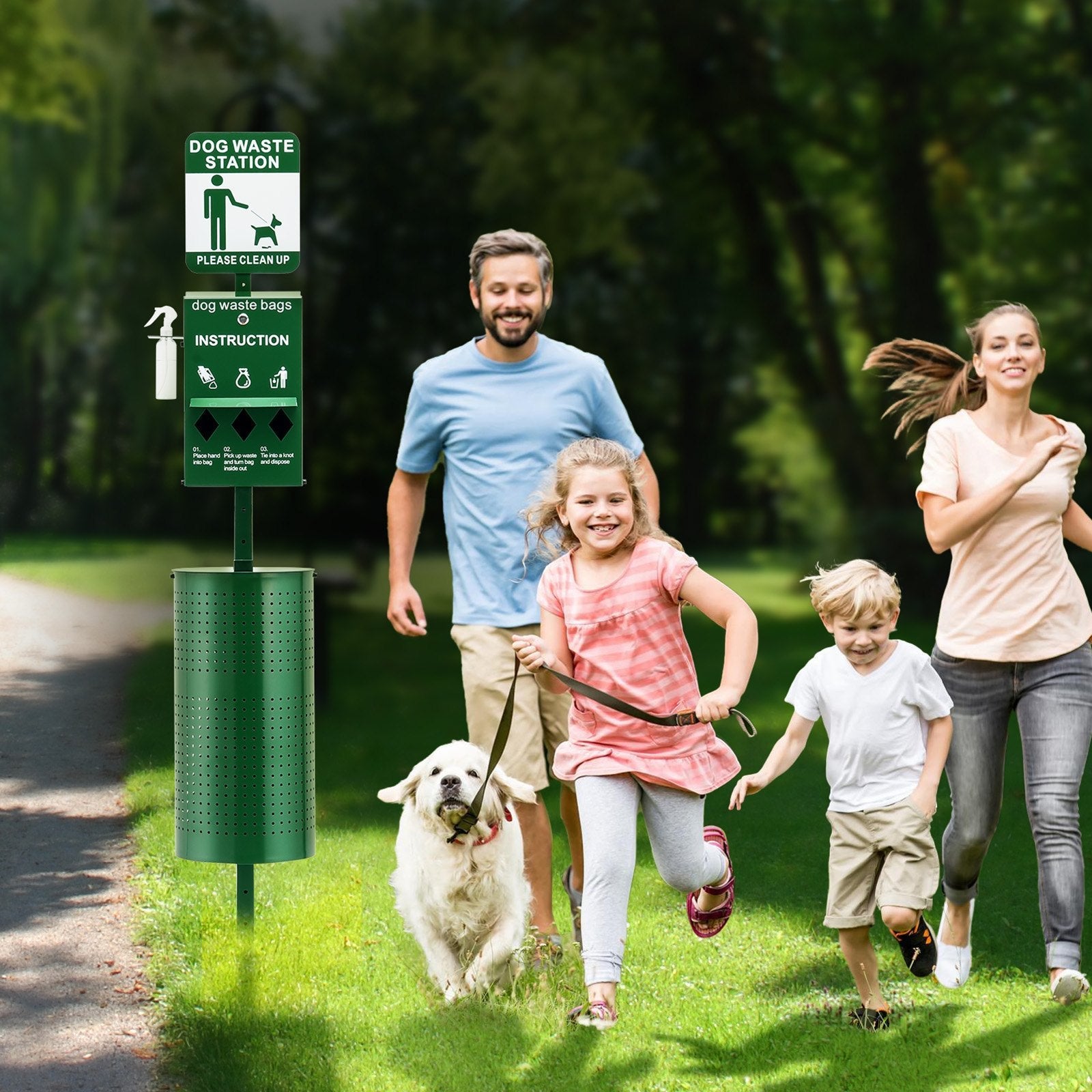 KFX-3021117 Dog Waste Station with 600 Bags, 11.5-Gallon Trash Can, and Easy Access Dispenser
