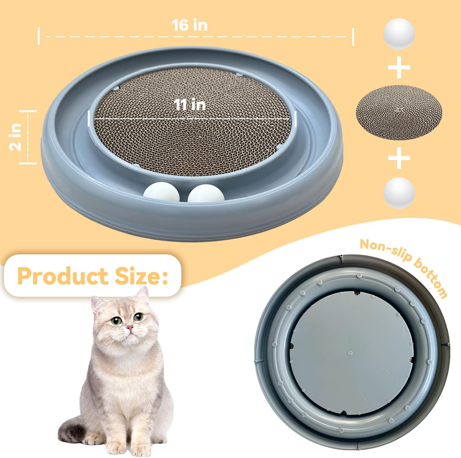 KFX-3022909 Interactive Cat Scratching Board with Ball Track for Indoor Cats - Engaging Toy for Kittens and Adult Cats