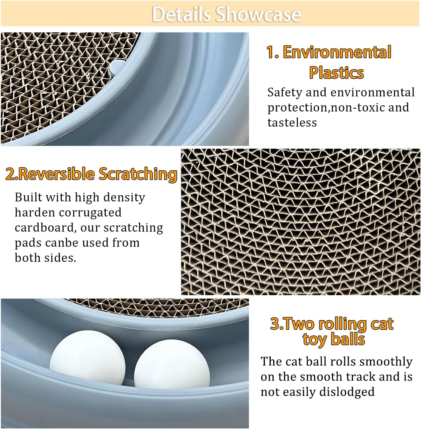 KFX-3022909 Interactive Cat Scratching Board with Ball Track for Indoor Cats - Engaging Toy for Kittens and Adult Cats