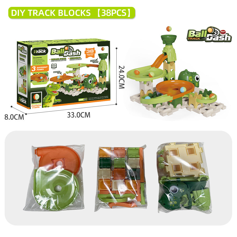 KFX-3026237 Dinosaur Catapult Marble Race Track Toy Set for Kids Ages 4-6, Various Pieces Available