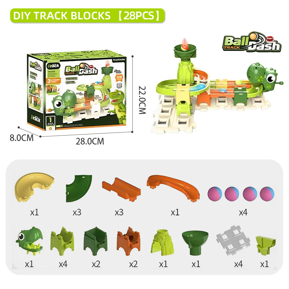 KFX-3026237 Dinosaur Catapult Marble Race Track Toy Set for Kids Ages 4-6, Various Pieces Available