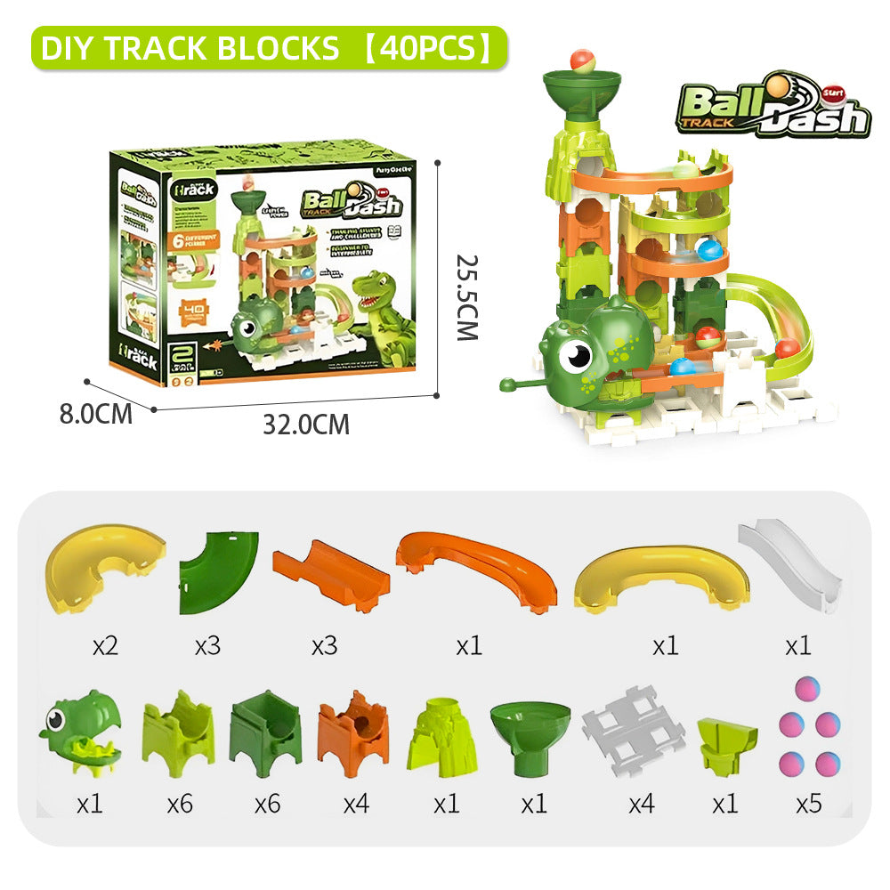 KFX-3026237 Dinosaur Catapult Marble Race Track Toy Set for Kids Ages 4-6, Various Pieces Available