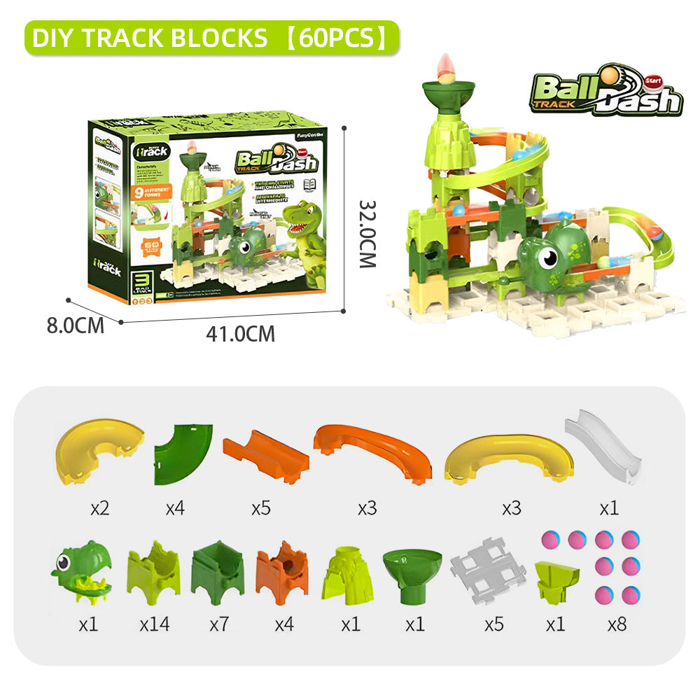 KFX-3026237 Dinosaur Catapult Marble Race Track Toy Set for Kids Ages 4-6, Various Pieces Available