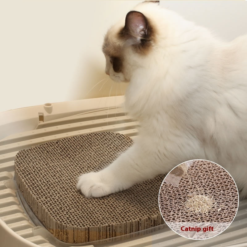 KFX-3026877 Extra Large Splash-Proof Fully Enclosed Cat Litter Box with Deodorizing Film, Cat Shovel, and Teaser Pole in Multiple Colors