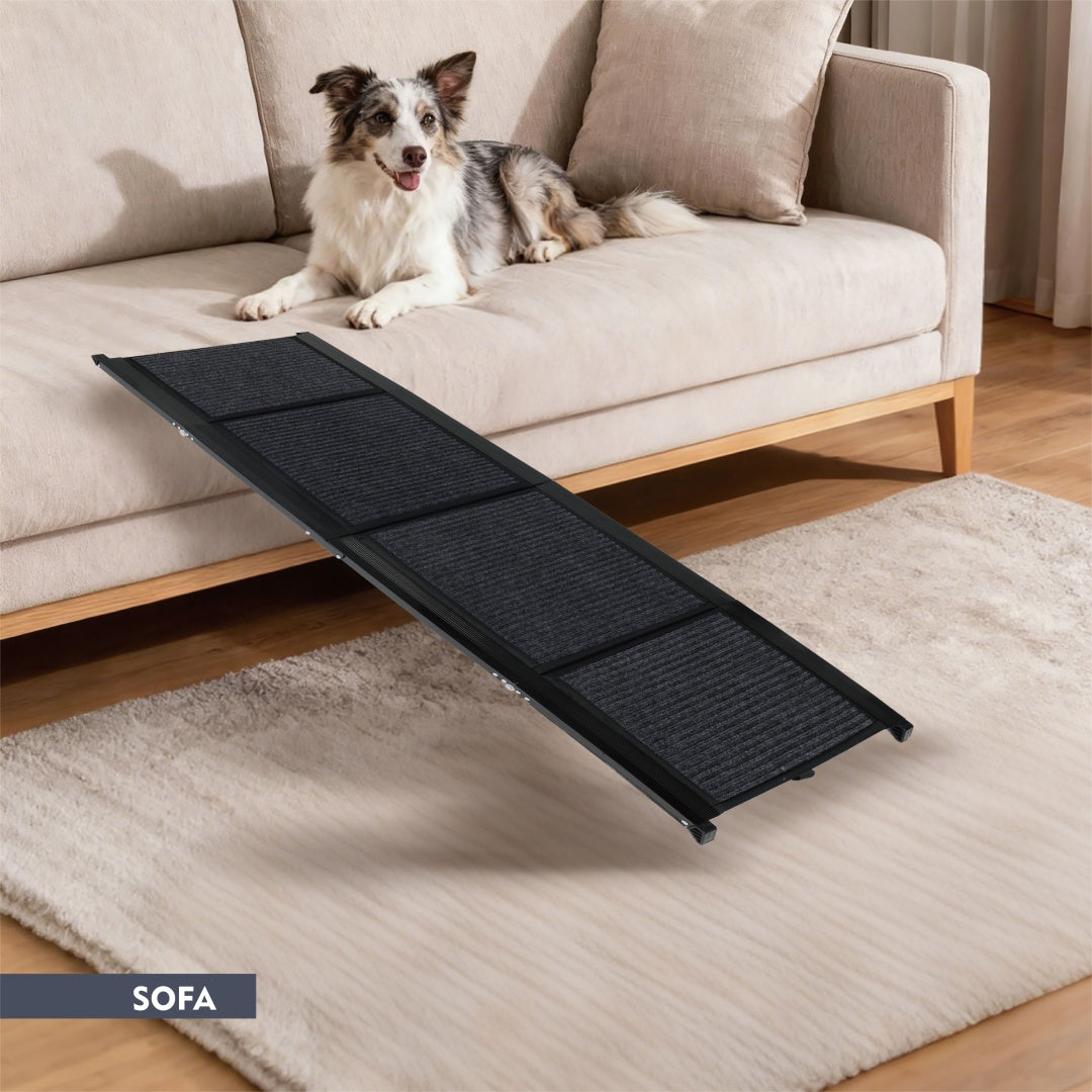 KFX-3029565 Folding Dog Ramp for Car - 65"x17" Pet Stair Ramp for SUVs and Trucks, Non-Slip Surface, Supports Up to 250 lbs