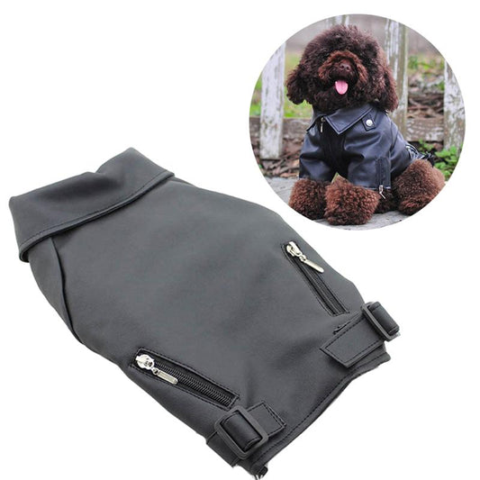 KFX-3030845 Cool PU Leather Dog Jacket for Autumn and Winter with Eagle Embroidery in Various Sizes and Colors