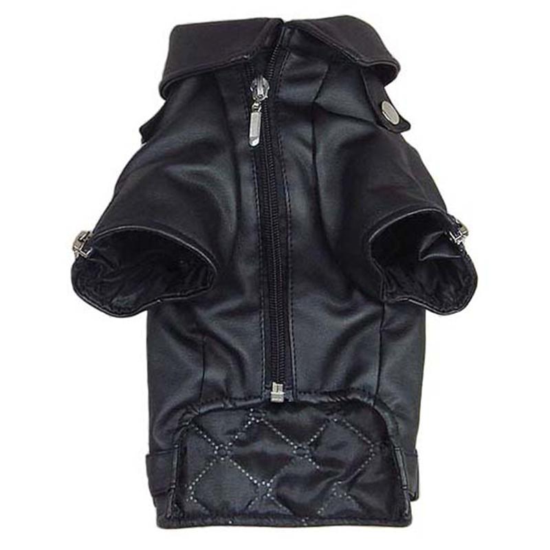 KFX-3030845 Cool PU Leather Dog Jacket for Autumn and Winter with Eagle Embroidery in Various Sizes and Colors