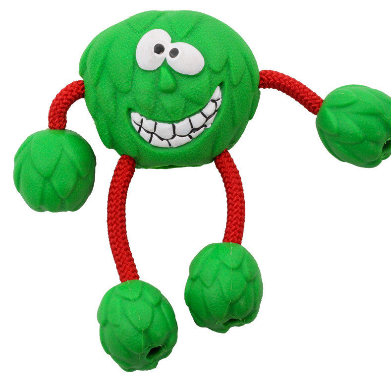 KFX-3031997 Milk-Flavored Rubber Dog Toy with Cotton Rope - Multiple Styles Available