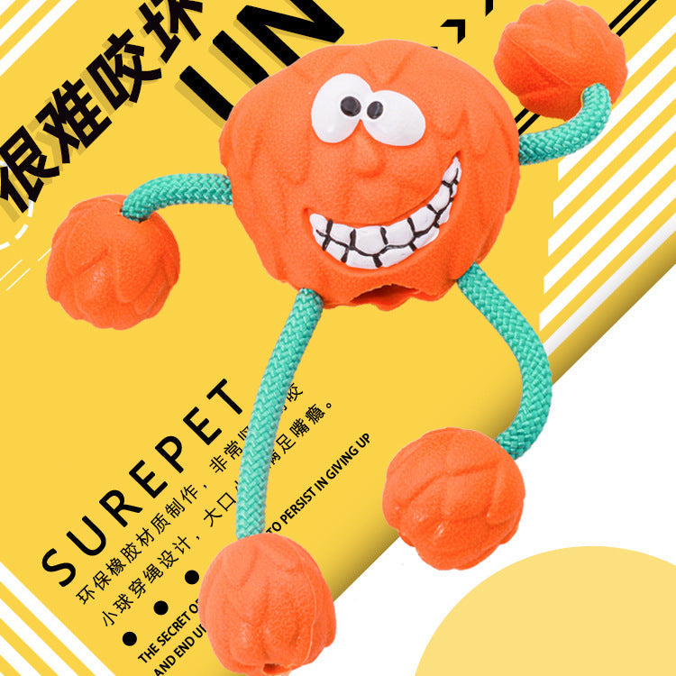 KFX-3031997 Milk-Flavored Rubber Dog Toy with Cotton Rope - Multiple Styles Available