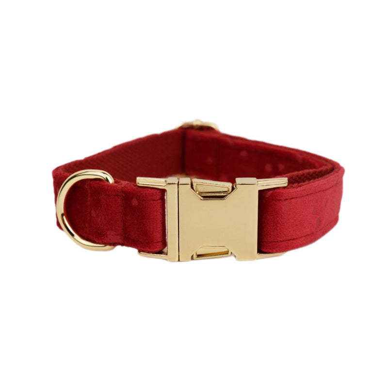 KFX-3032637 Velvet Fabric Dog Collar with Leash, Bow, Flower, Vest, and Poop Bag