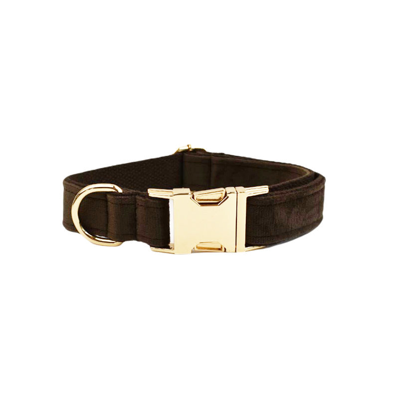 KFX-3032637 Velvet Fabric Dog Collar with Leash, Bow, Flower, Vest, and Poop Bag