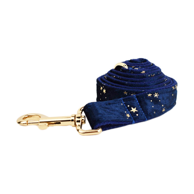 KFX-3032637 Velvet Fabric Dog Collar with Leash, Bow, Flower, Vest, and Poop Bag