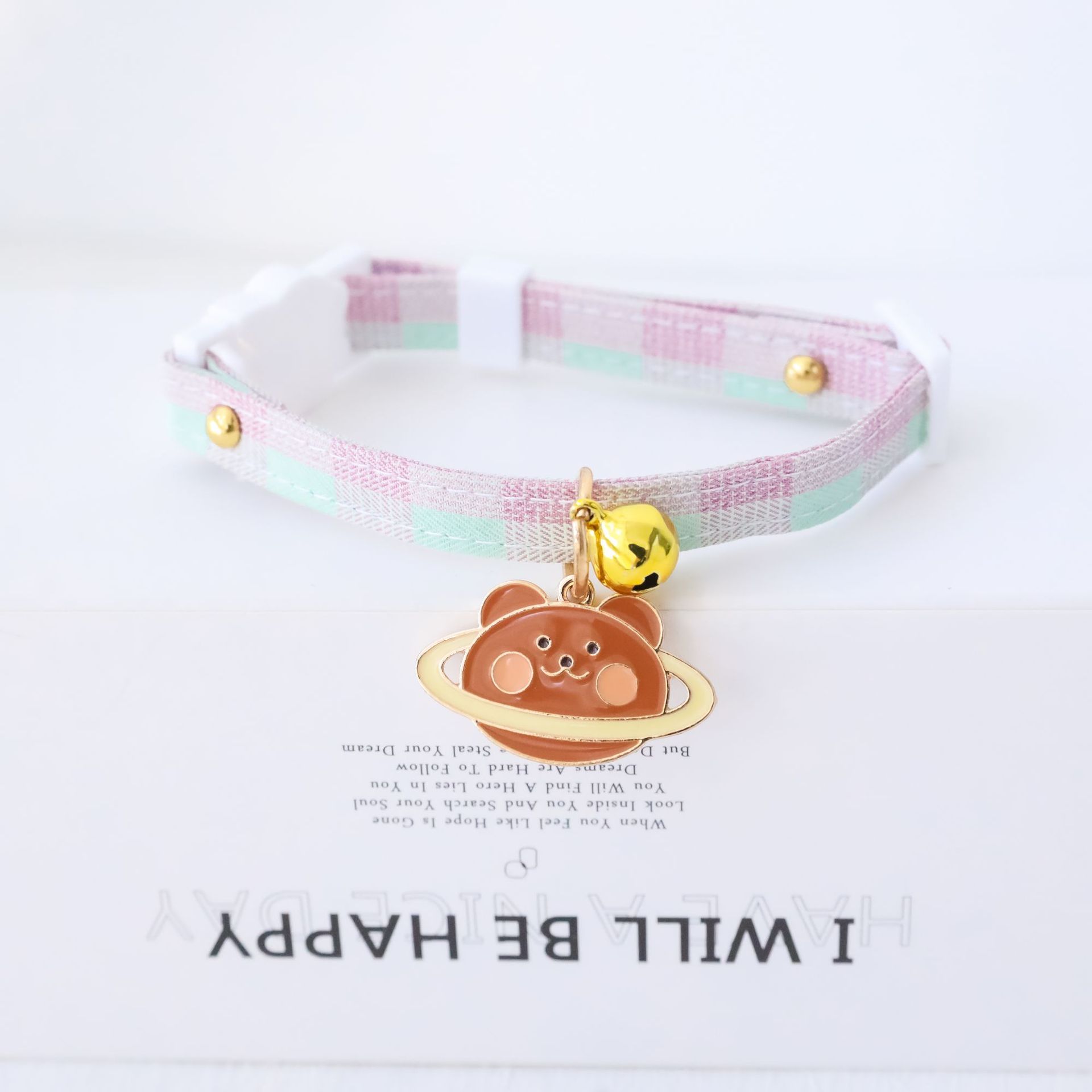 KFX-3033149 Fashionable Safety Pet Collar with Bell for Dogs and Cats - Adjustable Polyester Design