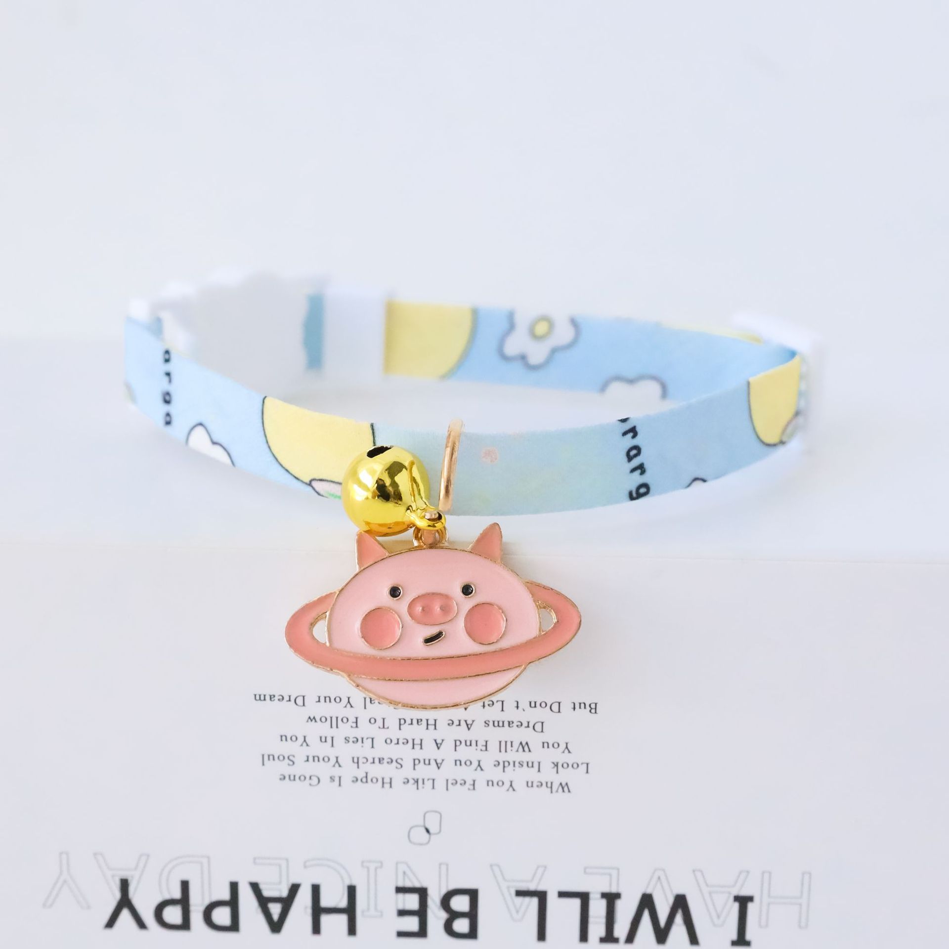 KFX-3033149 Fashionable Safety Pet Collar with Bell for Dogs and Cats - Adjustable Polyester Design