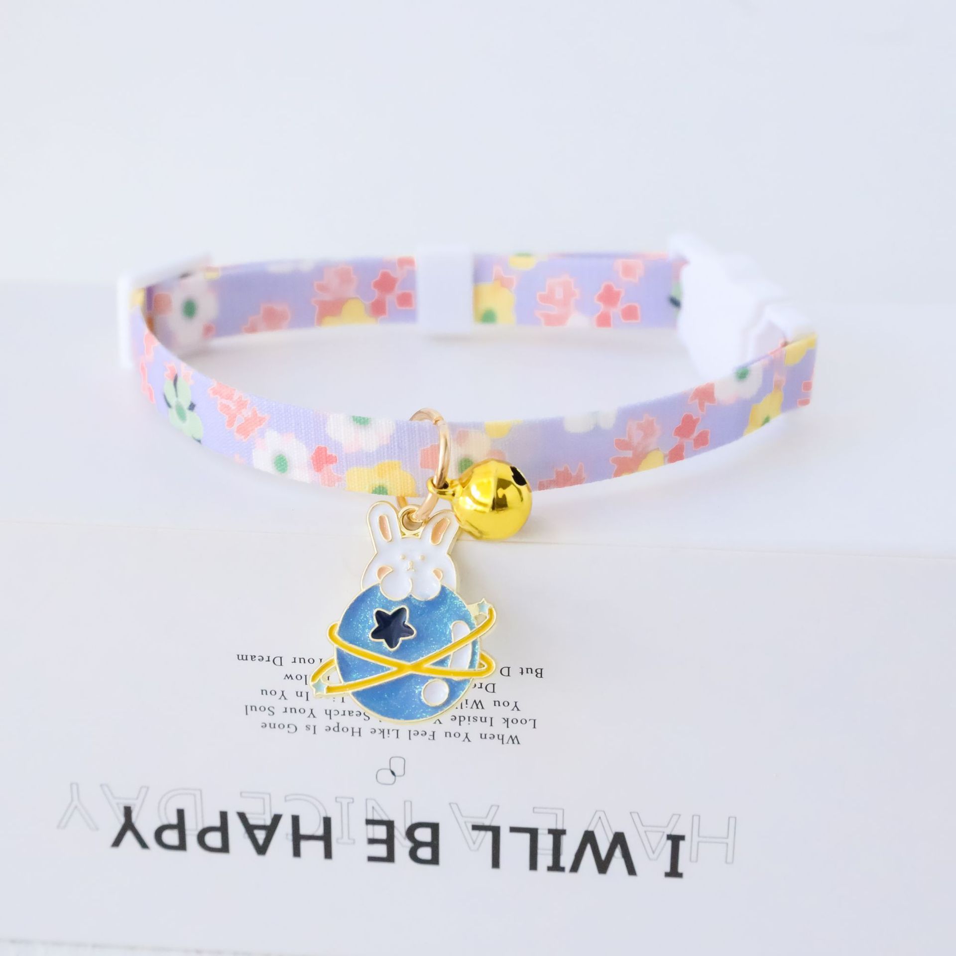 KFX-3033149 Fashionable Safety Pet Collar with Bell for Dogs and Cats - Adjustable Polyester Design