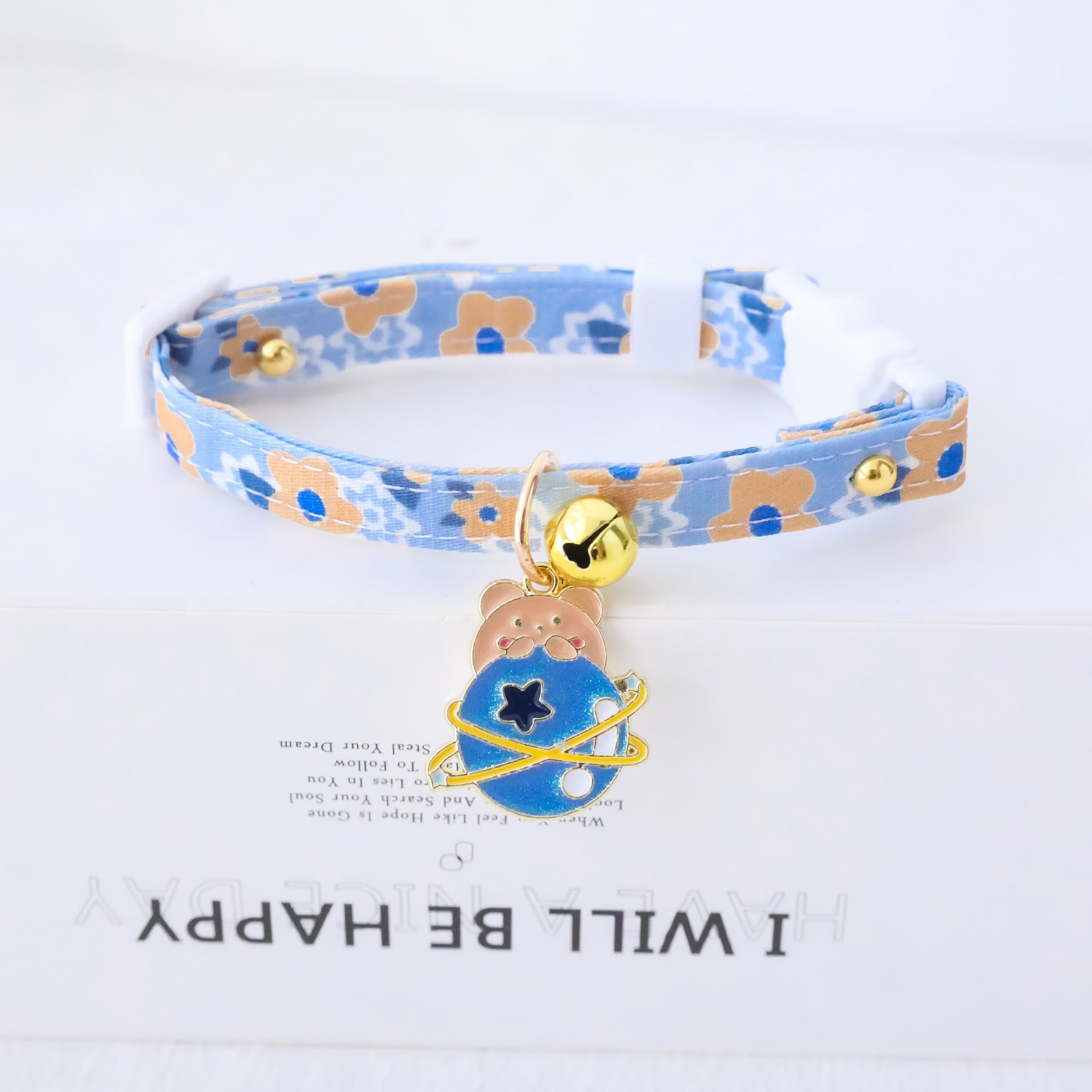KFX-3033149 Fashionable Safety Pet Collar with Bell for Dogs and Cats - Adjustable Polyester Design