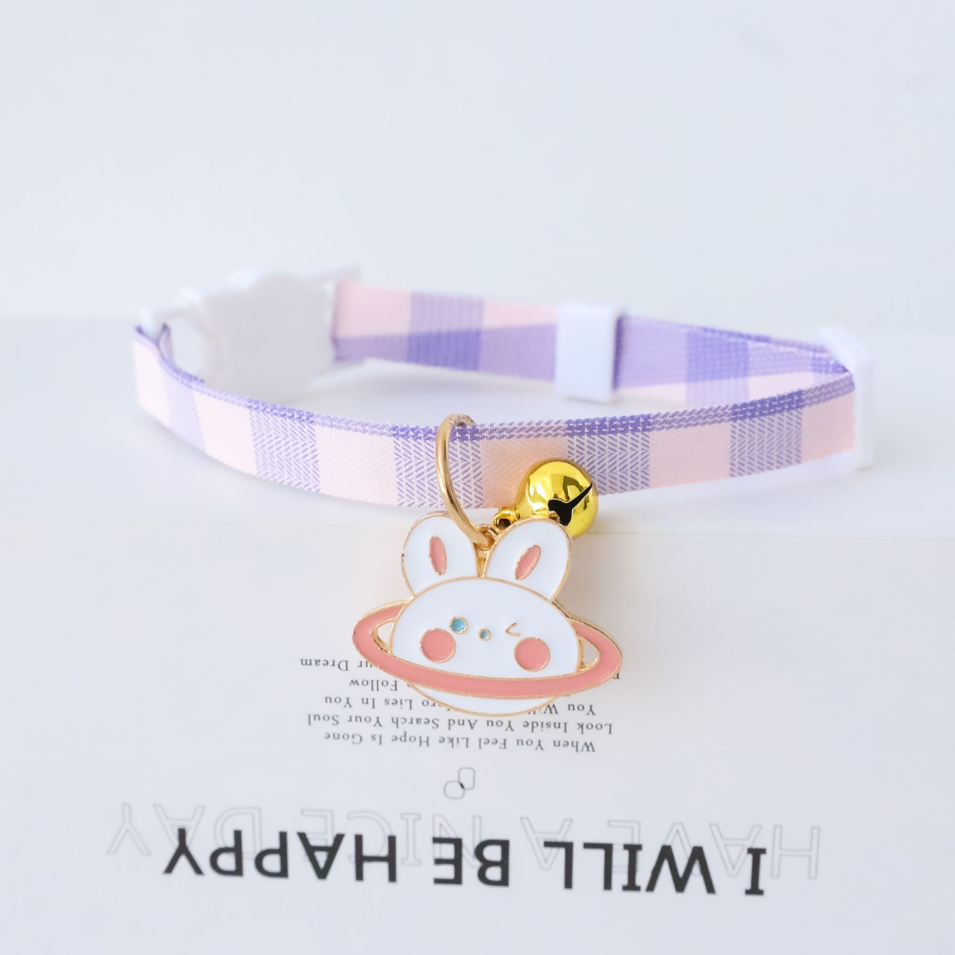 KFX-3033149 Fashionable Safety Pet Collar with Bell for Dogs and Cats - Adjustable Polyester Design