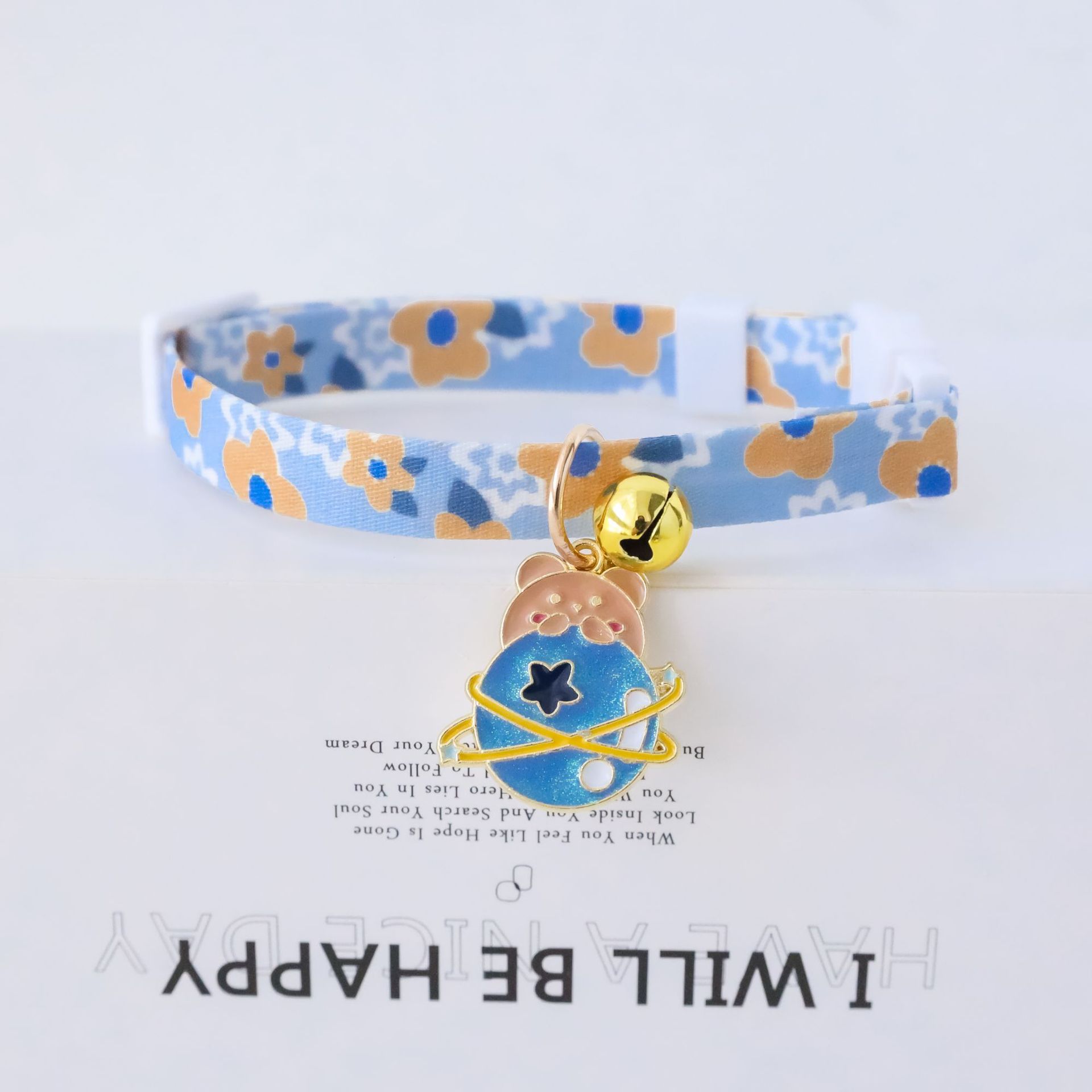 KFX-3033149 Fashionable Safety Pet Collar with Bell for Dogs and Cats - Adjustable Polyester Design