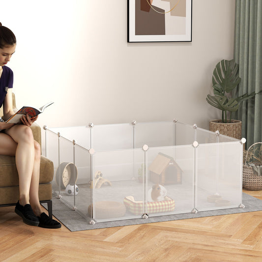 KFX-3034813 PawHut Adjustable Pet Playpen with Door for Small Animals, Multiple Configurations, Easy Assembly