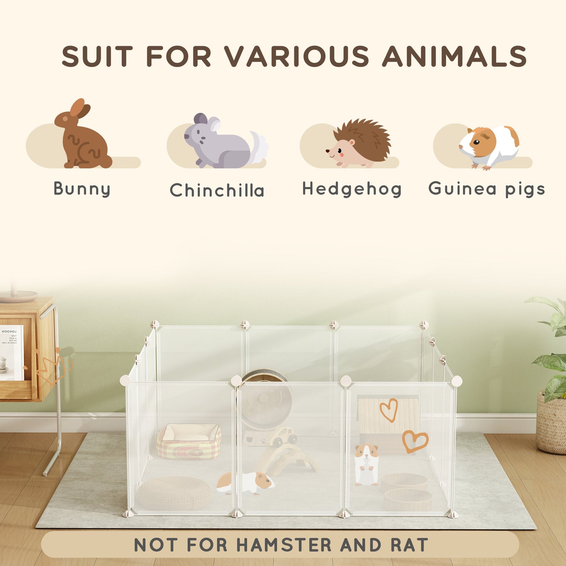 KFX-3034813 PawHut Adjustable Pet Playpen with Door for Small Animals, Multiple Configurations, Easy Assembly