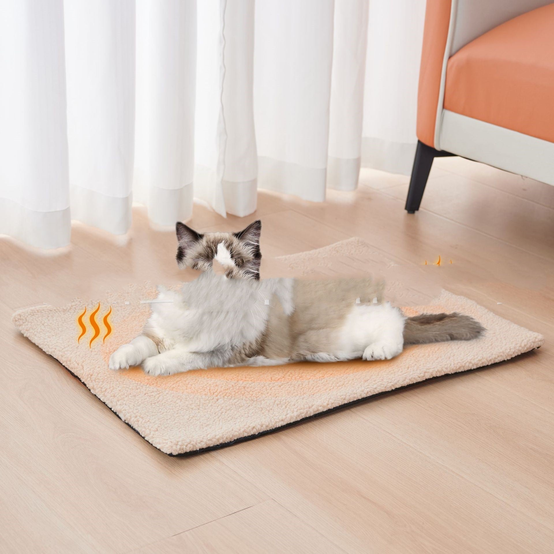 KFX-3035197 Self-Heating Pet Bed Blanket in Dark Gray, Beige, or Milky White - Soft Berber Fleece, Available in Two Sizes