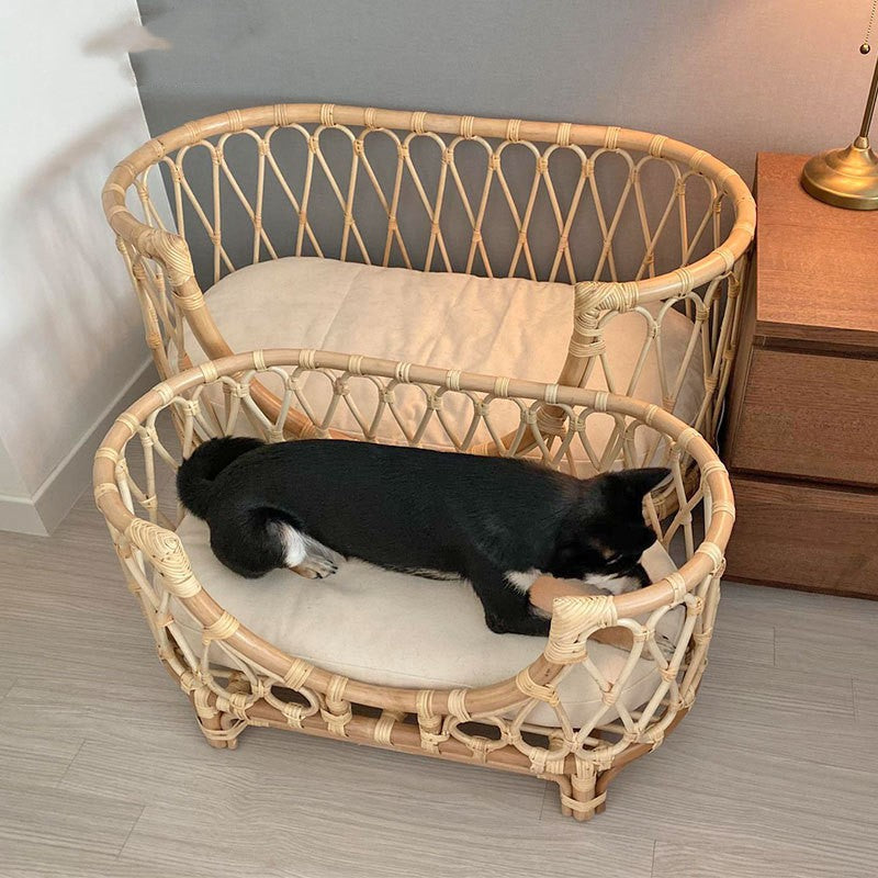KFX-3035581 Handmade Rattan Woven Pet Bed Sofa for Small and Large Dogs