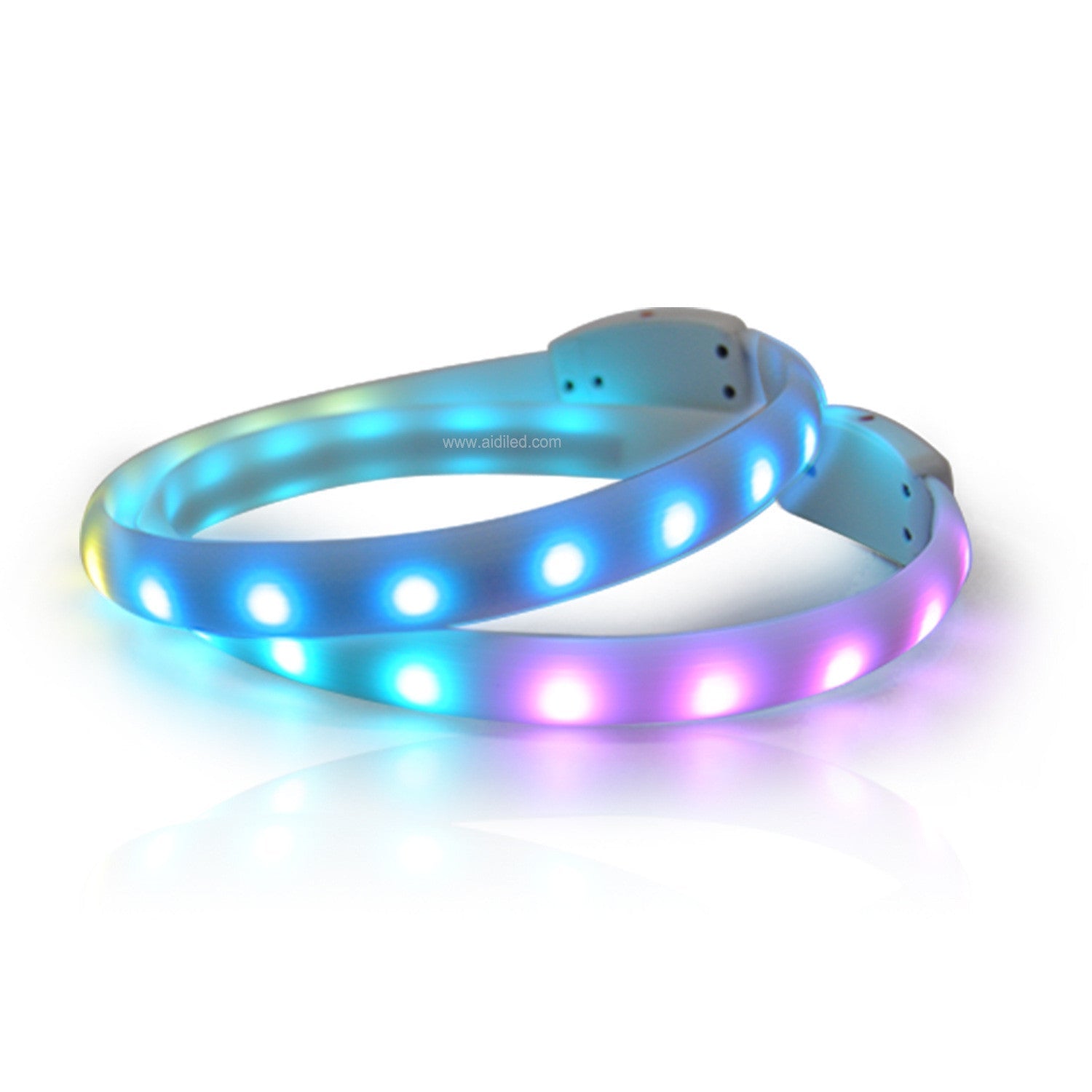 KFX-3038909 USB Rechargeable Anti-Lost Silicone Light-Up Dog Collar - Adjustable Size for Comfort