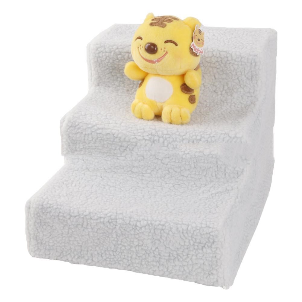 KFX-3040189 Pet Climbing Ladder with Plush Cover for Easy Access to Sofas and Beds, Supports Up to 70 lbs