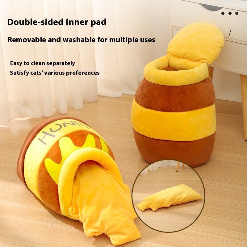 KFX-3040957 Cozy Honey Pot Cat Nest – Warm Cloth Cat Bed for Comfortable Resting