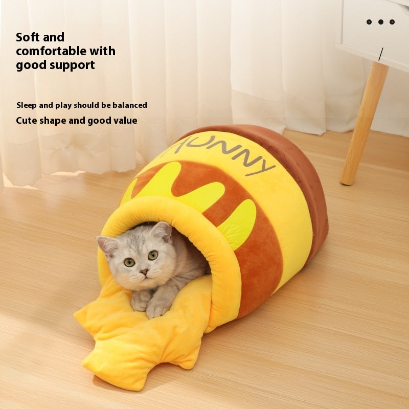 KFX-3040957 Cozy Honey Pot Cat Nest – Warm Cloth Cat Bed for Comfortable Resting