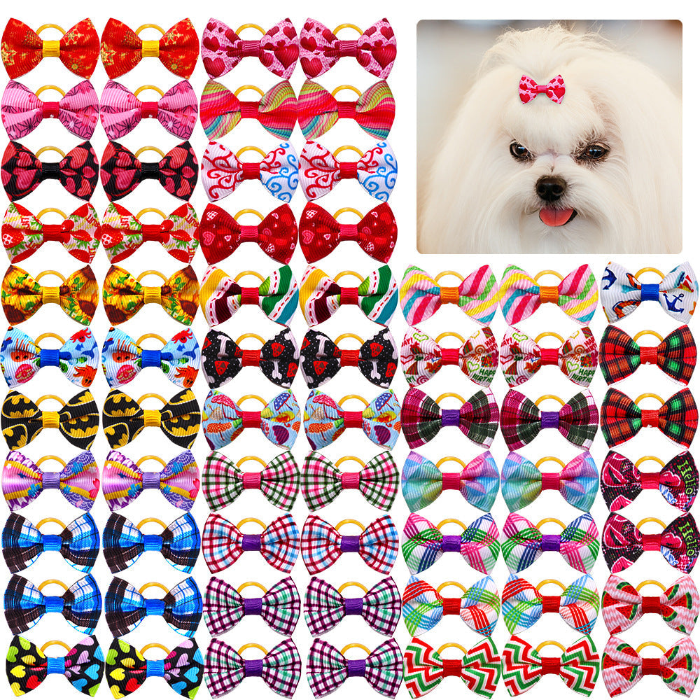 KFX-3041725 Plaid Bow Pet Head Flower Accessory for Stylish Decoration