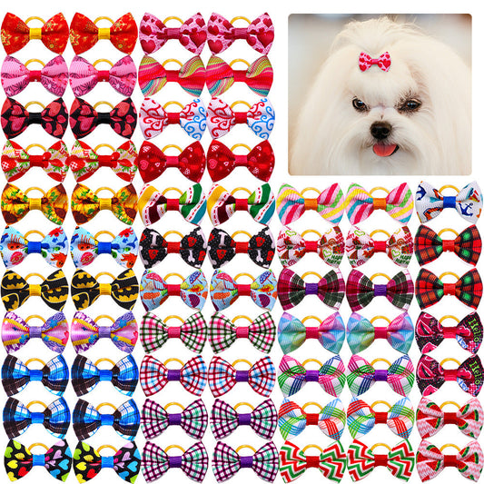 KFX-3041725 Plaid Bow Pet Head Flower Accessory for Stylish Decoration