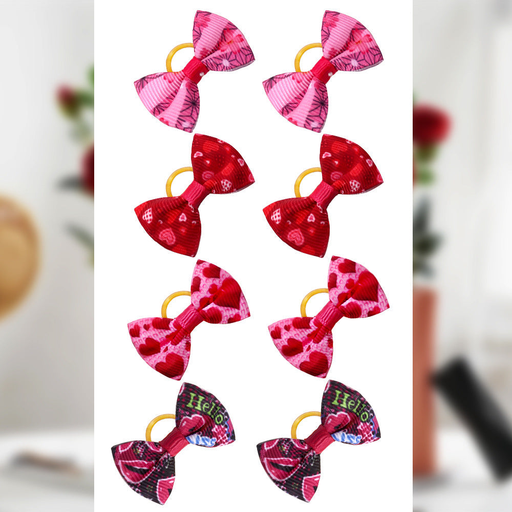 KFX-3041725 Plaid Bow Pet Head Flower Accessory for Stylish Decoration