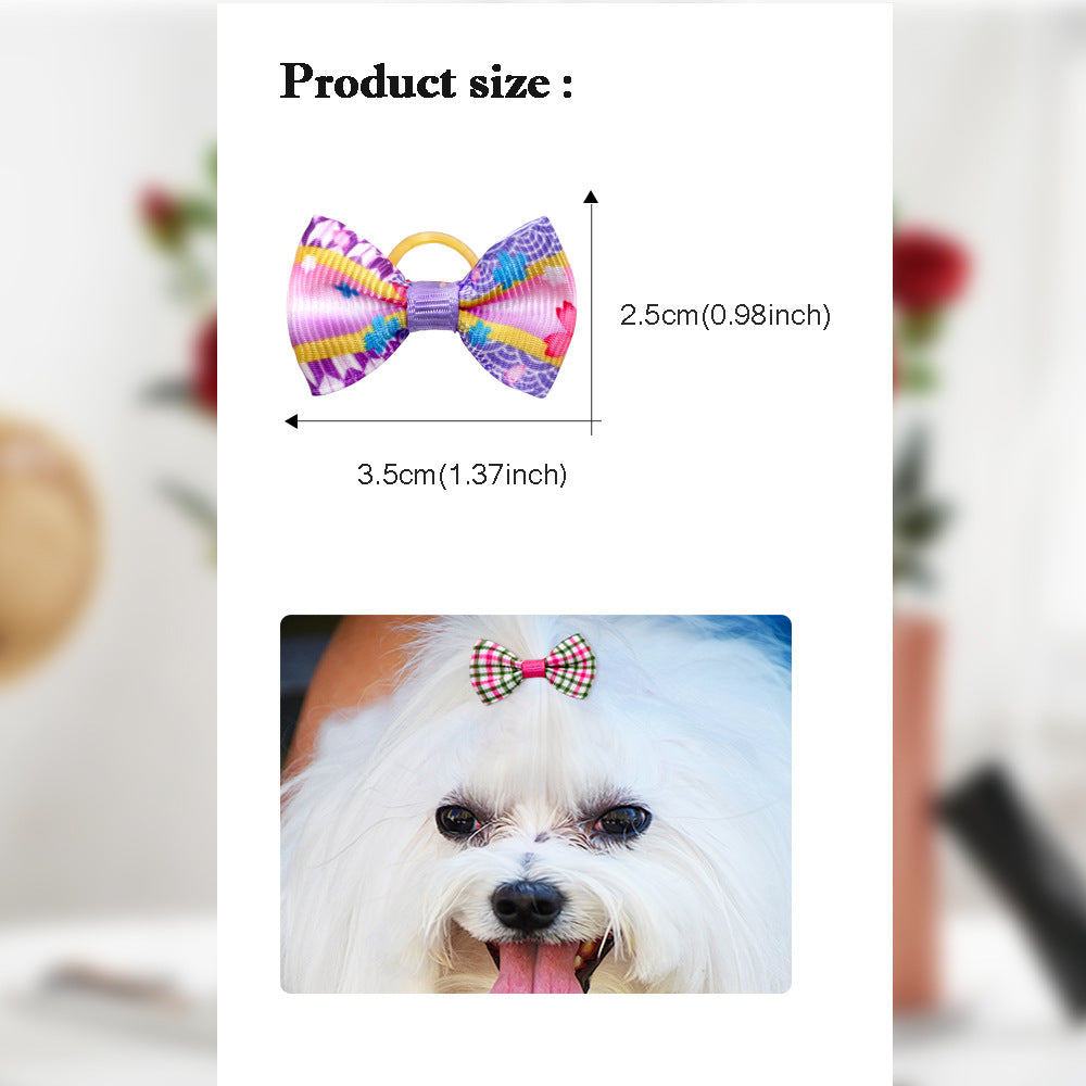 KFX-3041725 Plaid Bow Pet Head Flower Accessory for Stylish Decoration