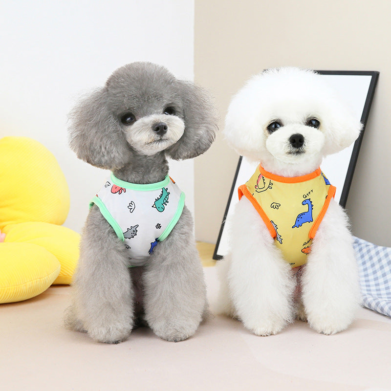 KFX-3042493 Casual Spring and Summer Pet Clothing for Dogs and Cats in Yellow, Blue, and White