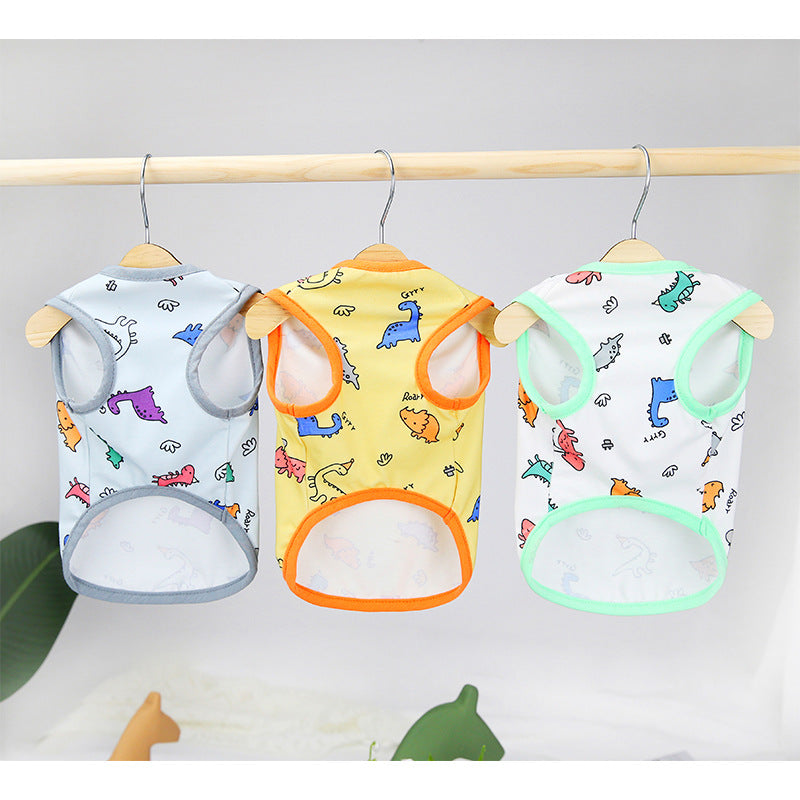 KFX-3042493 Casual Spring and Summer Pet Clothing for Dogs and Cats in Yellow, Blue, and White