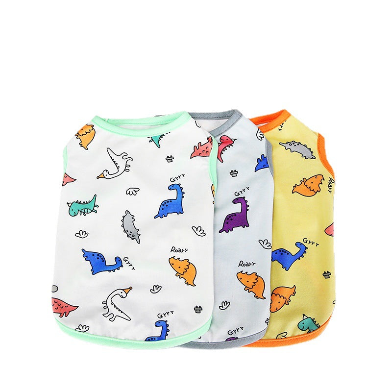 KFX-3042493 Casual Spring and Summer Pet Clothing for Dogs and Cats in Yellow, Blue, and White