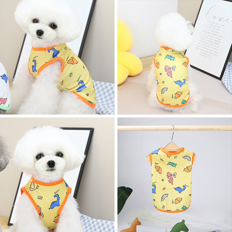 KFX-3042493 Casual Spring and Summer Pet Clothing for Dogs and Cats in Yellow, Blue, and White