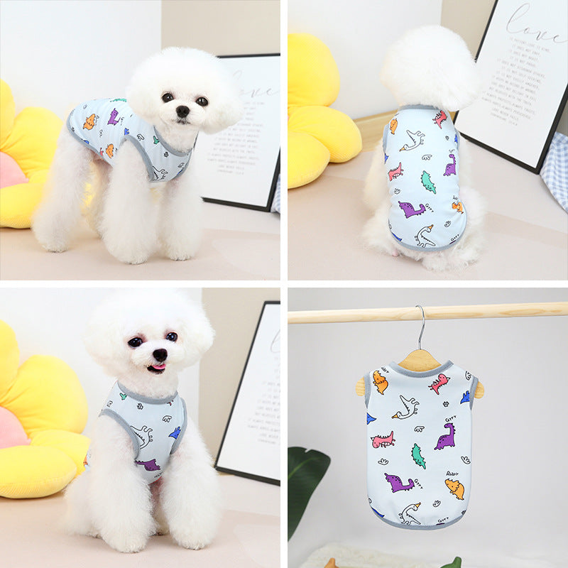 KFX-3042493 Casual Spring and Summer Pet Clothing for Dogs and Cats in Yellow, Blue, and White