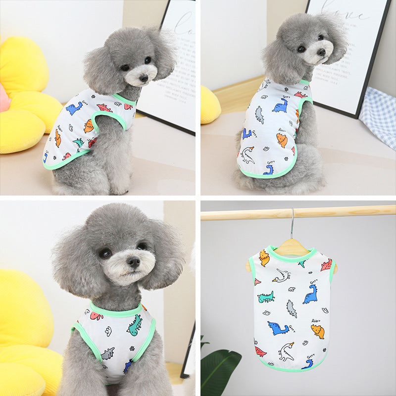 KFX-3042493 Casual Spring and Summer Pet Clothing for Dogs and Cats in Yellow, Blue, and White